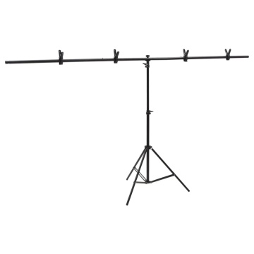 Suport de fundal în formă de T, negru, 201x60x(70-200) cm - Img 2