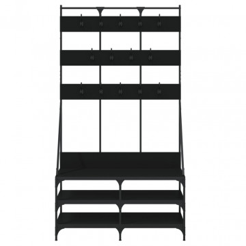 Suport de haine cu raft de pantofi, negru, 100x40x184 cm - Img 4