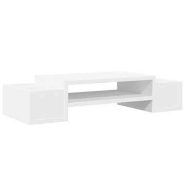Suport monitor cu depozitare, alb, 70x27x15 cm, lemn prelucrat - Img 5