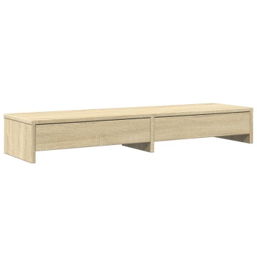 Suport monitor cu sertare, stejar sonoma, 100x27x15 cm, lemn - Img 2