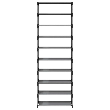 Suport pantofi 10 niveluri gri 54x28x158 cm țesătură nețesă - Img 8