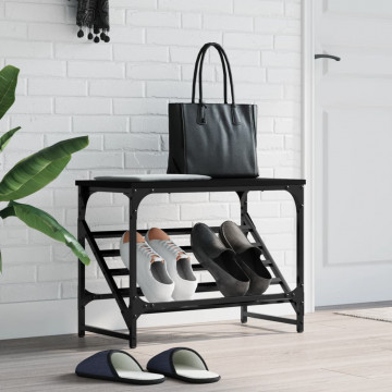 Suport pantofi, negru, 60x30x45 cm, lemn prelucrat - Img 1