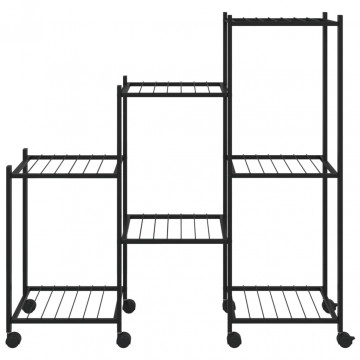 Suport pentru flori cu roți, 83x25x83,5 cm, negru, fier - Img 3