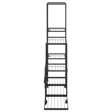 Suport pentru flori cu roți, 94,5x25x92,5 cm, negru, metal - Img 4