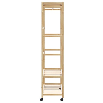 Suport pentru haine cu rafturi și roți 110x40x180 cm bambus - Img 4