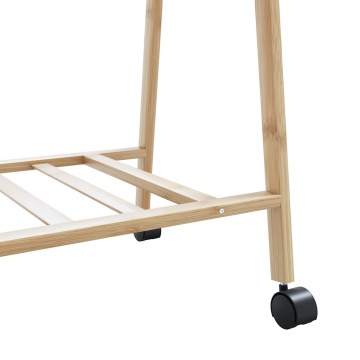 Suport pentru haine cu rafturi și roți 132x45,5x155,5 cm bambus - Img 7