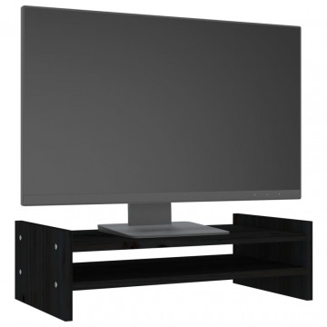 Suport pentru monitor, negru, 50x27x15 cm, lemn masiv de pin - Img 4