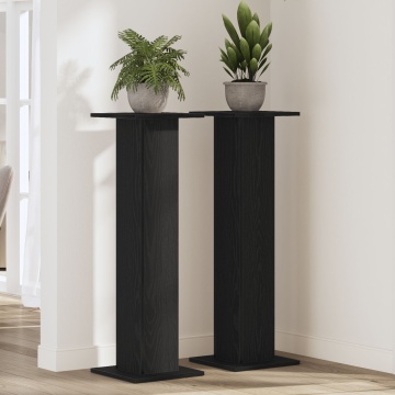 Suport pentru plante 2 buc Negru Stejar 30x30x95 cm Lemn prelucrat - Img 1