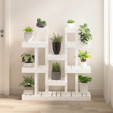 Suport pentru plante, alb, 104,5x25x109,5 cm, lemn masiv pin - Img 1