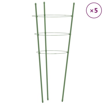 Suport plante de grădină cu 3 inele, 5 buc, verde, 45 cm, oțel - Img 2