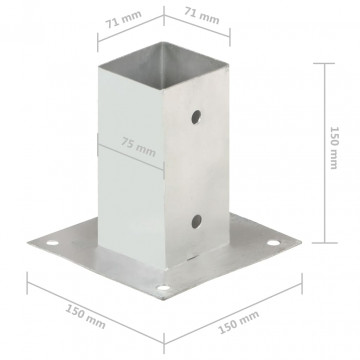 Suporți stâlp, 4 buc., metal galvanizat, 71 mm - Img 7