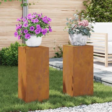 Suporturi de plante pentru exterior Pilar 2 buc 24x24x55 cm Oțel rezistent la intemperii - Img 4