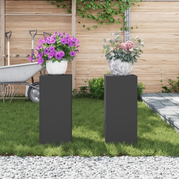 Suporturi pentru plante de exterior Pilar 2 bucăți Negru 24x24x55 cm Oțel - Img 4