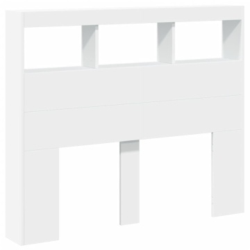 Tăblie cu dulap și LED, alb, 120x17x102 cm - Img 3