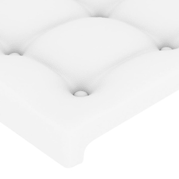Tăblie cu LED-uri, alb, 160x5x118/128 cm, piele ecologică - Img 6