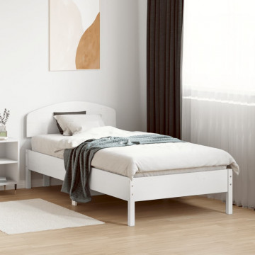 Tăblie de pat, alb, 100 cm, lemn masiv de pin - Img 3