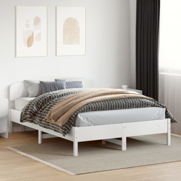 Tăblie de pat, alb, 140 cm, lemn masiv de pin - Img 3