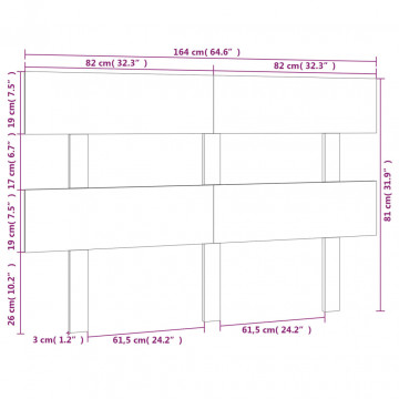 Tăblie de pat, alb, 164x3x81 cm, lemn masiv de pin - Img 5