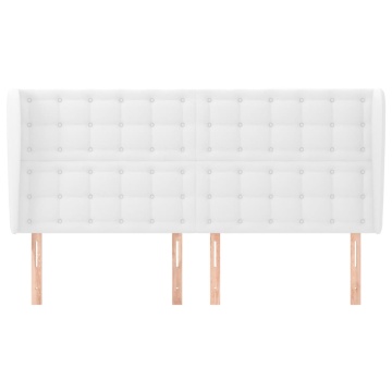 Tăblie de pat cu aripioare, alb, 163x23x118/128 cm, piele eco - Img 3
