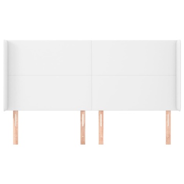 Tăblie de pat cu aripioare, alb, 183x16x118/128 cm, piele eco - Img 3