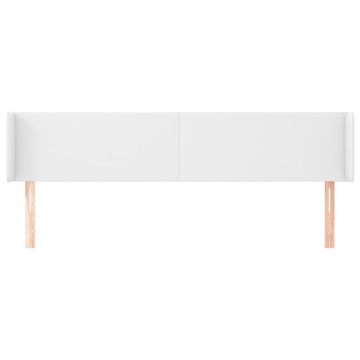 Tăblie de pat cu aripioare alb 183x16x78/88 cm piele ecologică - Img 3