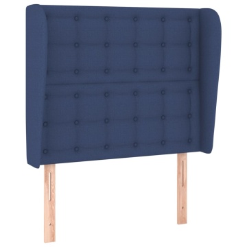 Tăblie de pat cu aripioare, albastru, 103x23x118/128 cm, textil - Img 2