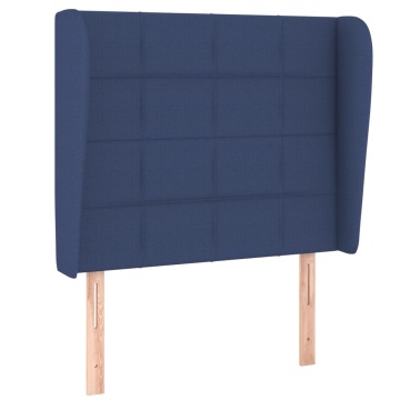 Tăblie de pat cu aripioare, albastru, 103x23x118/128 cm, textil - Img 2