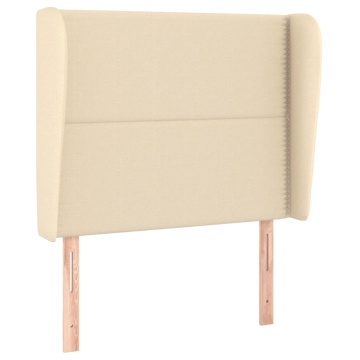 Tăblie de pat cu aripioare, crem, 103x23x118/128 cm, textil - Img 2