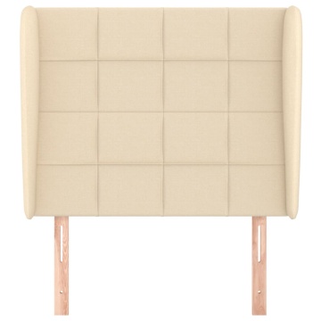 Tăblie de pat cu aripioare, crem, 103x23x118/128 cm, textil - Img 3