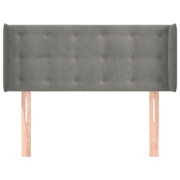 Tăblie de pat cu aripioare gri deschis 103x16x78/88 cm catifea - Img 3