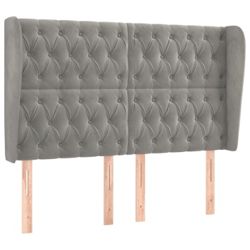 Tăblie de pat cu aripioare gri deschis 147x23x118/128cm catifea - Img 2