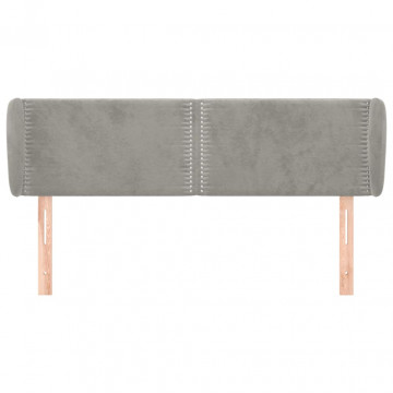 Tăblie de pat cu aripioare gri deschis 147x23x78/88 cm catifea - Img 3