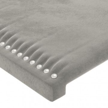 Tăblie de pat cu aripioare gri deschis 147x23x78/88 cm catifea - Img 8
