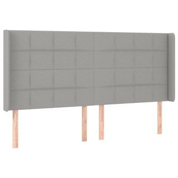 Tăblie de pat cu aripioare gri deschis 163x16x118/128 cm textil - Img 2
