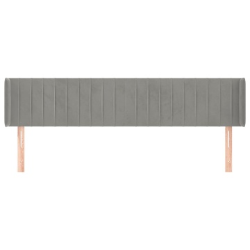 Tăblie de pat cu aripioare gri deschis 163x16x78/88 cm catifea - Img 3