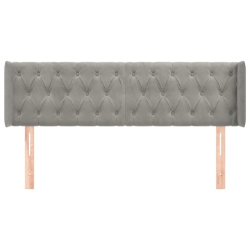 Tăblie de pat cu aripioare gri deschis 163x16x78/88 cm catifea - Img 3