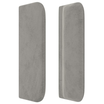 Tăblie de pat cu aripioare gri deschis 183x16x78/88 cm catifea - Img 4