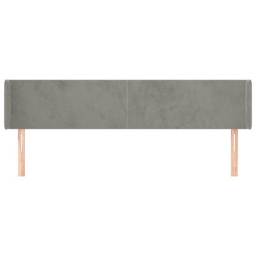Tăblie de pat cu aripioare gri deschis 183x16x78/88 cm catifea - Img 3