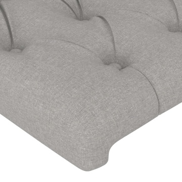 Tăblie de pat cu aripioare gri deschis 183x23x118/128 cm textil - Img 8