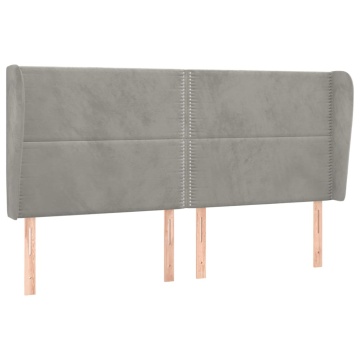 Tăblie de pat cu aripioare gri deschis 183x23x118/128cm catifea - Img 2