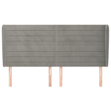 Tăblie de pat cu aripioare gri deschis 183x23x118/128cm catifea - Img 3