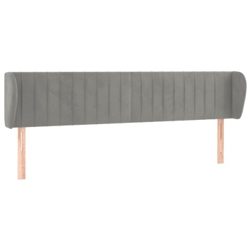Tăblie de pat cu aripioare gri deschis 183x23x78/88 cm catifea - Img 2