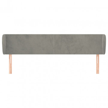 Tăblie de pat cu aripioare gri deschis 183x23x78/88 cm catifea - Img 3