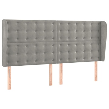 Tăblie de pat cu aripioare gri deschis 203x23x118/128cm catifea - Img 2