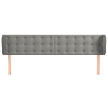 Tăblie de pat cu aripioare gri deschis 203x23x78/88 cm catifea - Img 3