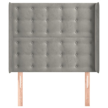 Tăblie de pat cu aripioare gri deschis 83x16x118/128 cm catifea - Img 3