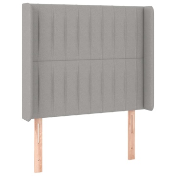 Tăblie de pat cu aripioare gri deschis 93x16x118/128 cm textil - Img 2