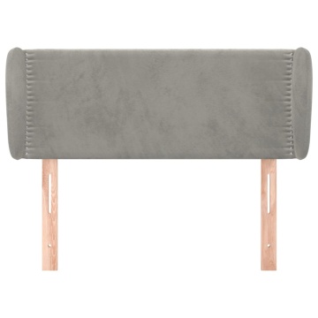 Tăblie de pat cu aripioare gri deschis 93x23x78/88 cm catifea - Img 3