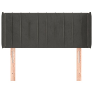 Tăblie de pat cu aripioare gri închis 103x16x78/88 cm catifea - Img 3