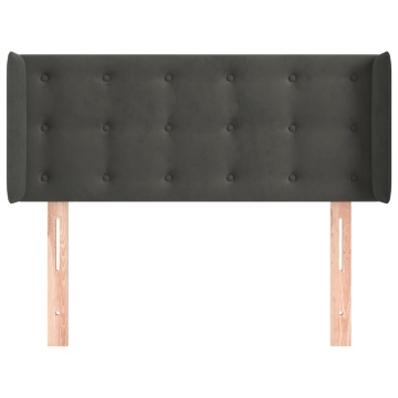 Tăblie de pat cu aripioare gri închis 103x16x78/88 cm catifea - Img 3
